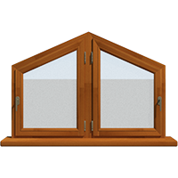 Деревянное окно - пятиугольник из лиственницы Модель 114 Светлый дуб